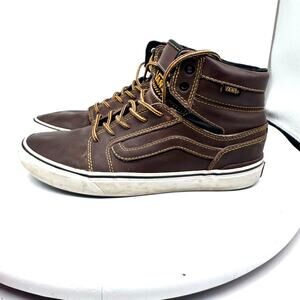 Vans M Sanction Brown Leather Lace Up High Top Sneaker Mens Size 8.5